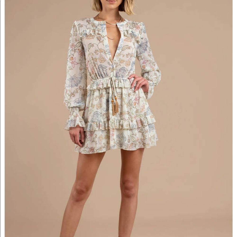 NICO LONG SLEEVE BUTTON UP SKATER DRESS IN IVORY